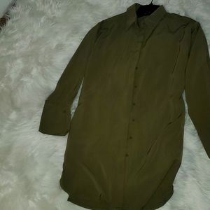 Long sleeve Olive green shirt dress